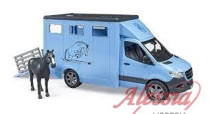 BRUDER - MB SPRINTER TRASPORTO ANIMALI CON 1 CAVALLO BRUDER