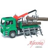 BRUDER - CAMION MAN TRASPORTO 3 TRONCHI CON GRU - BRUDER