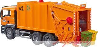 BRUDER - MAN TGS CAMION TRASPORTO RIFIUTI ARANCIONE BRUDER