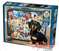 COBBLE HILL - DASCHSHUND ROUND THE WORLD COBBLE HILL PUZZLE 500 PZ.